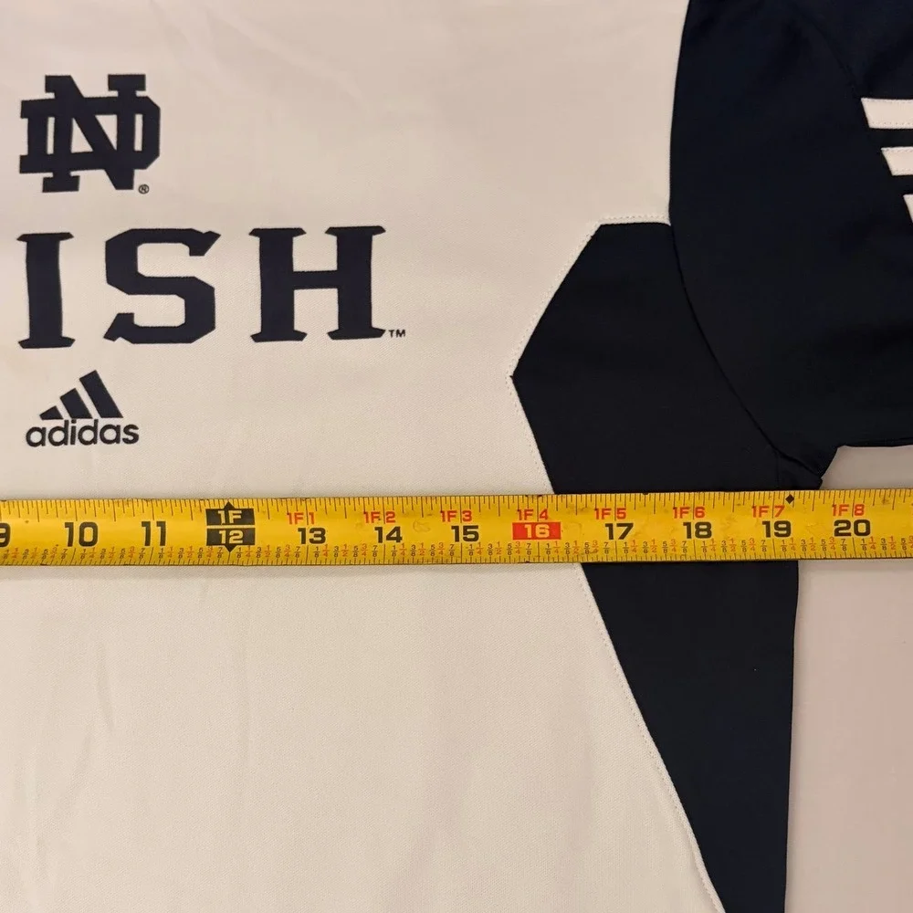 Adidas Notre Dame Irish Shirt Mens XL White Navy Short Sleeve Scorch Performance